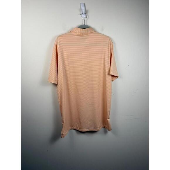Peter Millar Summer Comfort Short Sleeve Striped Golf Polo Shirt Men's L Orange - Picture 4 of 6